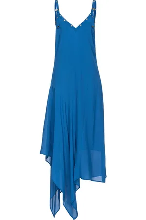 Pinko Asymmetric studded V-neck dress