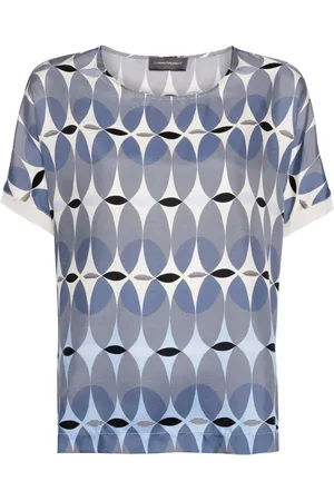 LORENA ANTONIAZZI Geometric-print silk T-shirt