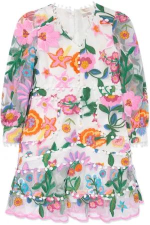 Marlo Floral-embroidery organza midi dress