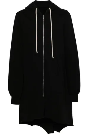 Rick Owens Asymmetric cotton zipped hoodie