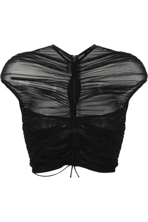 MUGLER Cropped mesh T-shirt