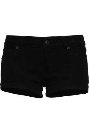 MUGLER Low-rise denim mini shorts