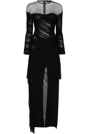 MUGLER Draped mesh jumpsuit
