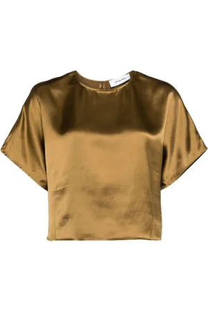 YVES SALOMON Cropped satin T-shirt