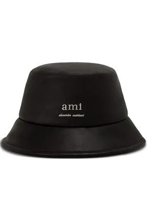 Ami Logo-plaque leather bucket hat