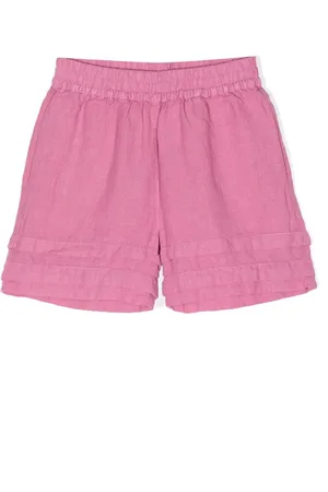 BY WALID X Kindred layered-hem linen shorts