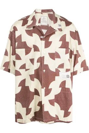 Maison Mihara Yasuhiro Patchwork-pattern cuban-collar shirt