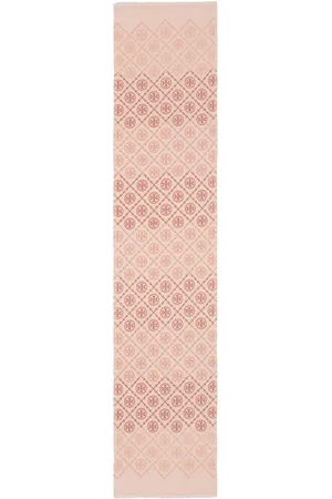 Tory Burch Monogram-pattern wool-blend scarf