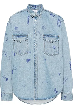 Vetements Sketch-style print denim shirt