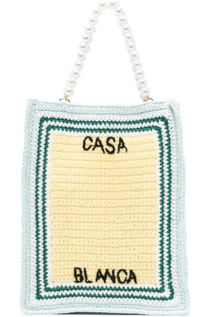 Casablanca Logo-embroidered crochet tote bag