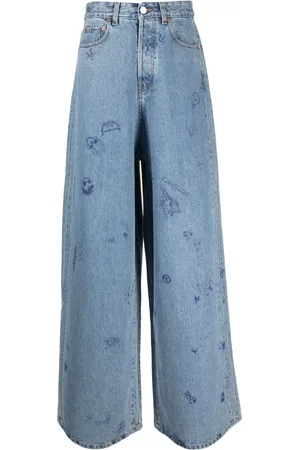 Vetements Illustration-style print wide-leg jeans