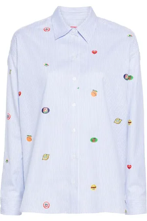 Kenzo Fruit stickers-print striped shirt