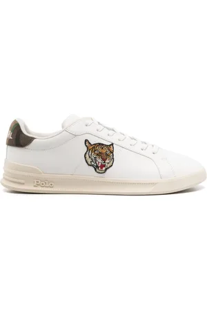 Ralph Lauren Tiger-patch leather sneakers