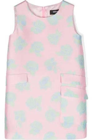 VERSACE Floral-print duchess-satin dress