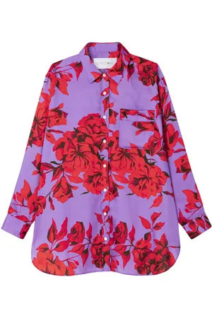AZ FACTORY Hibiscus-print satin-finish shirt