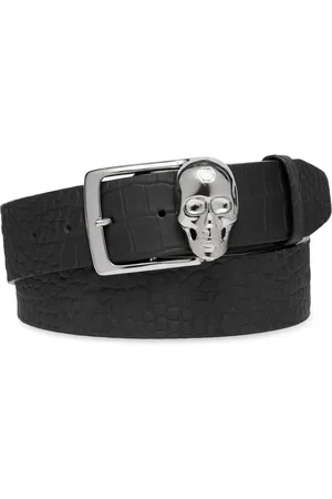 Philipp Plein Skull-buckle leather belt