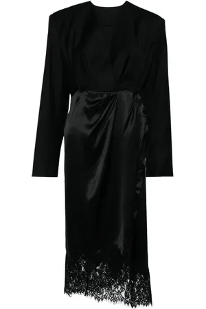 JNBY Asymmetric lace-trim midi dress
