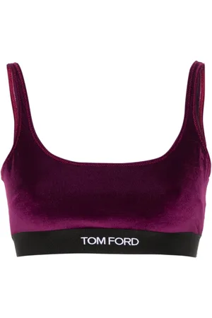 Tom Ford Logo-jacquard velvet bralette top