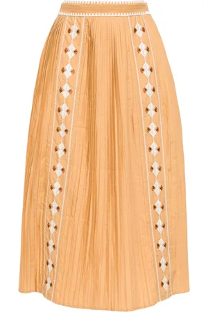 ULLA JOHNSON Sabina embroidered cotton-poplin skirt