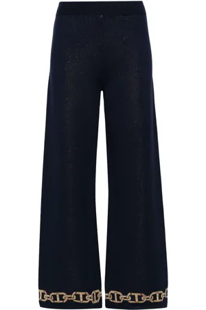 Twin-Set Intarsia-knit straight trousers