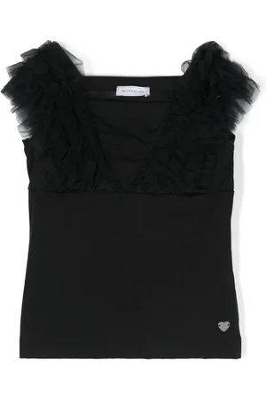 MONNALISA Logo-plaque ruffled tank top