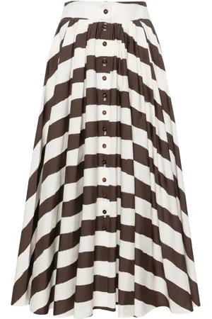 Serafini Striped A-line skirt