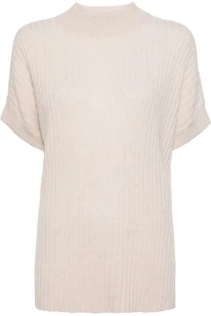 N.PEAL Ribbed-knit organic cashmere poncho