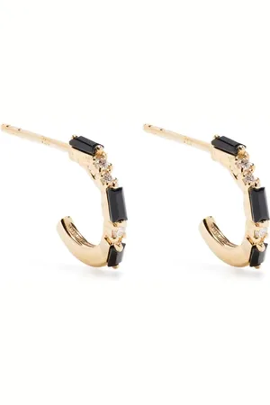 Suzanne Kalan 18kt yellow gold sapphire hoops