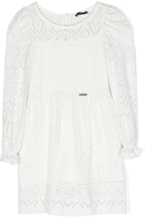 MONNALISA Embroidered cotton-blend midi dress