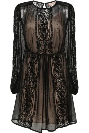 Twin-Set Floral-lace mini dress