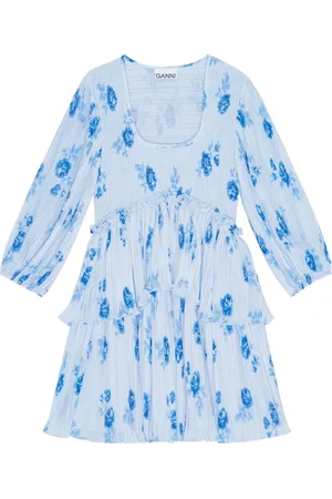 Ganni Floral-print pleated minidress