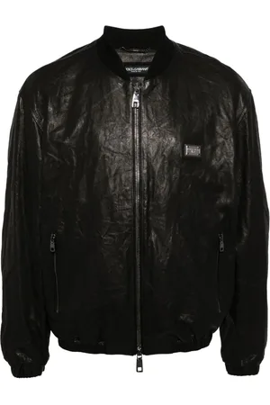 Dolce & Gabbana Crinkled leather bomber jacket