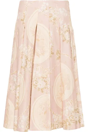 SEMICOUTURE Floral-print cotton pleated skirt