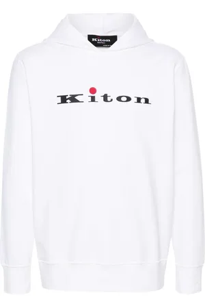 Kiton Logo-rubberised cotton hoodie