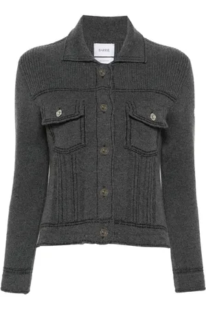 Barrie Contrast-stitch knitted jacket