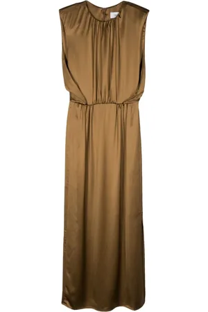 YVES SALOMON Pleat-detail satin dress