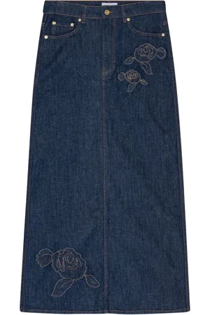 Ganni Rose denim maxi skirt