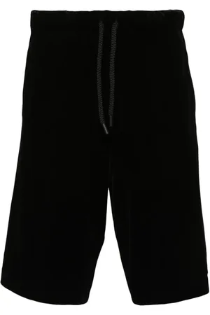 VERSACE Logo-patch velvet shorts