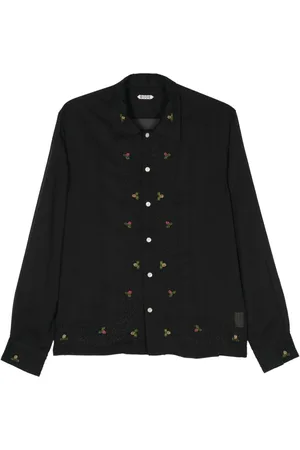 BODE Beaded Framboise semi-sheer shirt