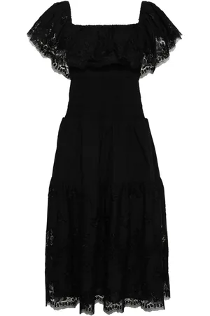 Self-Portrait Off-shoulder cotton midi dress