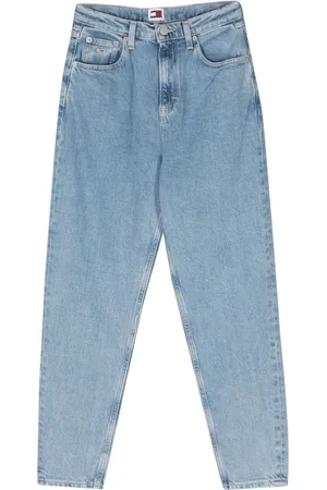 Tommy Jeans all over logo mom jeans in indigo