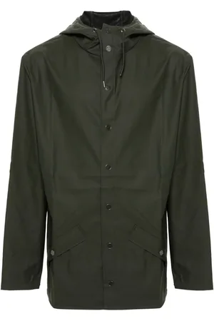 Rains Drawstring-hood buttoned rain jacket