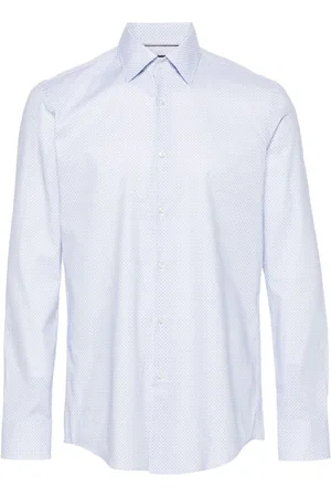 HUGO BOSS Geometric-pattern poplin shirt