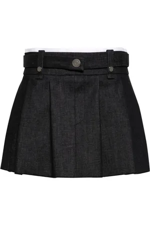 Maje Pleated denim miniskirt