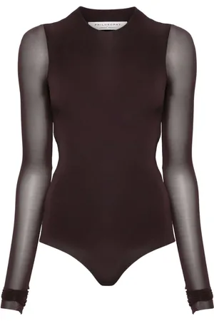 Serafini Sheer-sleeves round-neck bodysuit
