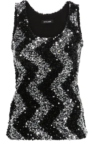 Styland Zigzag sequined tank top