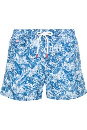 Kiton Leaf-print swim shorts