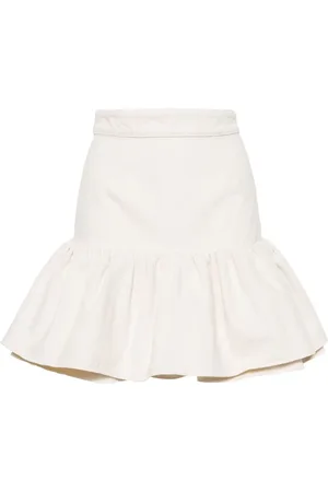 Patou Ruffled denim miniskirt