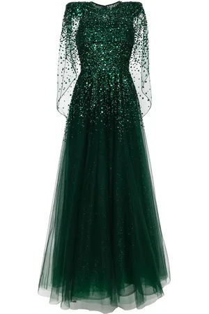 Jenny Packham Osha sequin-embellished cape gown