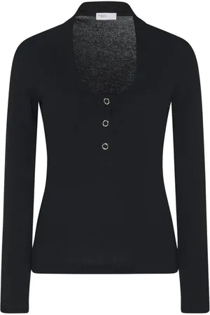 ROSETTA GETTY Henley ribbed-knit top